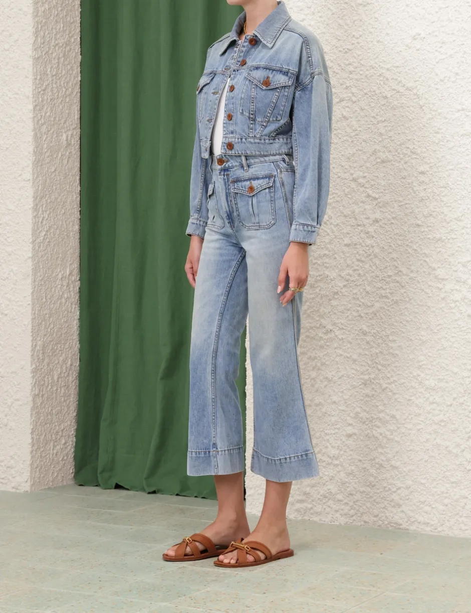 Online ZIMMERMANN Alight Cropped Denim Jacket