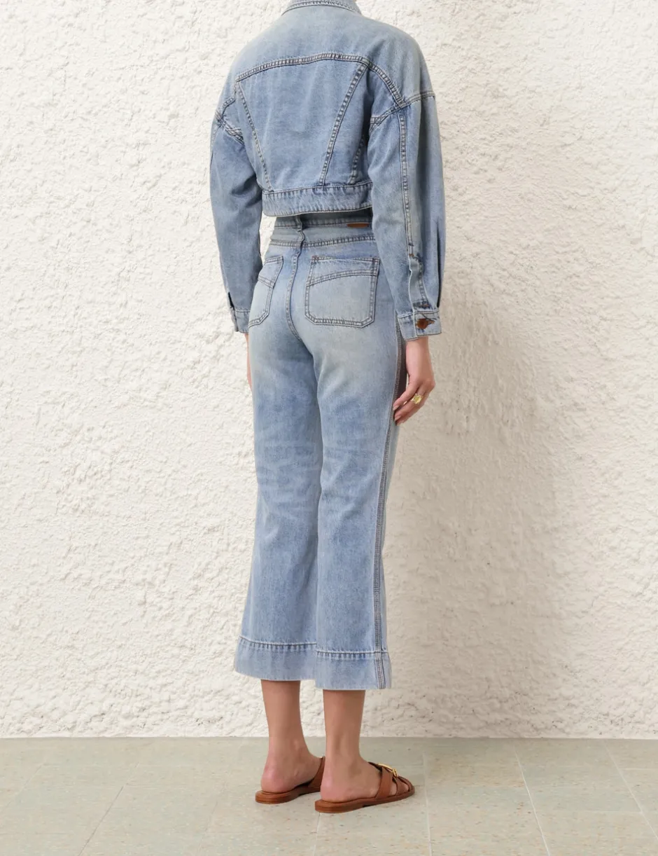 Online ZIMMERMANN Alight Cropped Denim Jacket