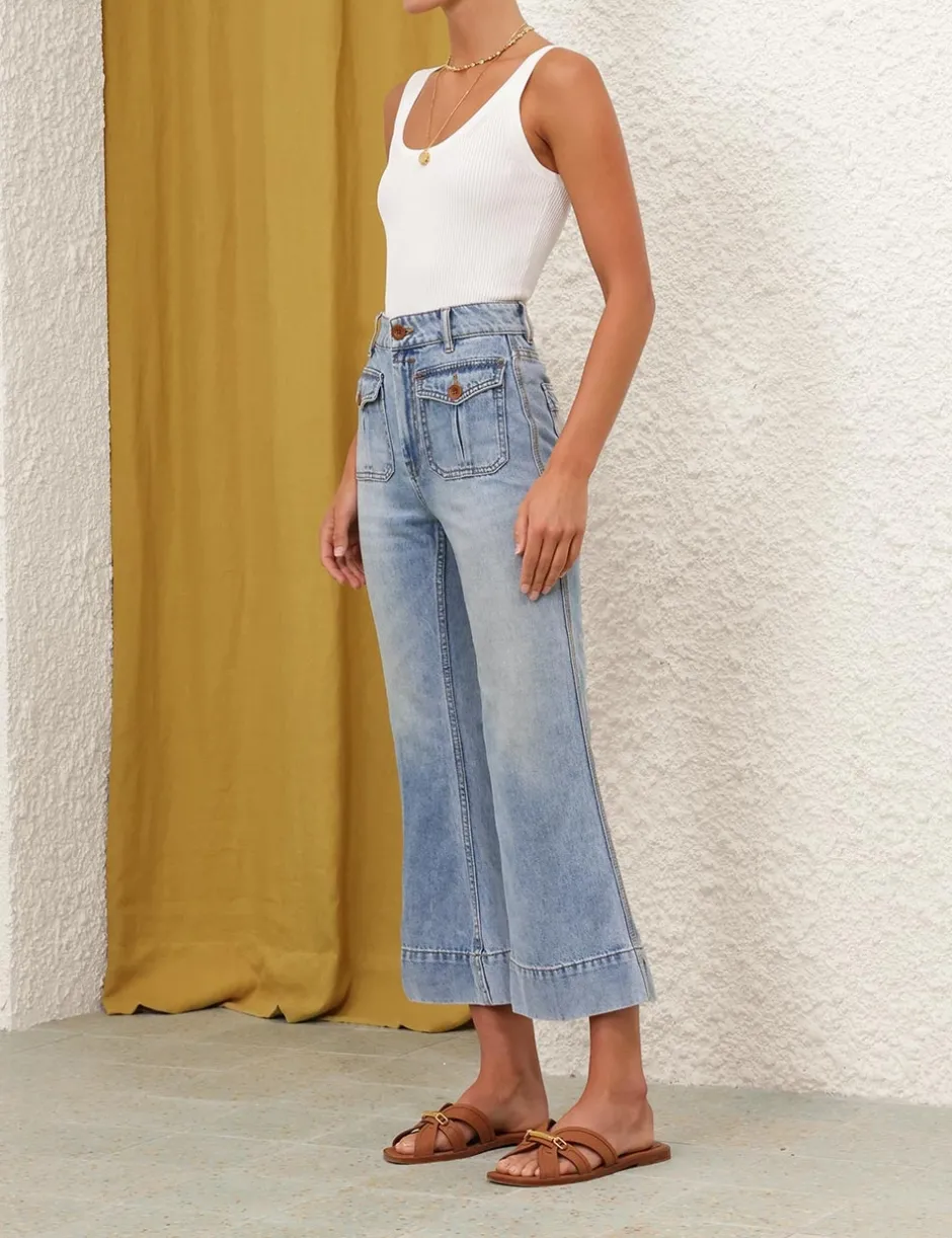 Sale ZIMMERMANN Alight Cropped Flare Jean