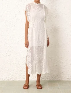 Clearance ZIMMERMANN Alight Draw Waist Midi Dress