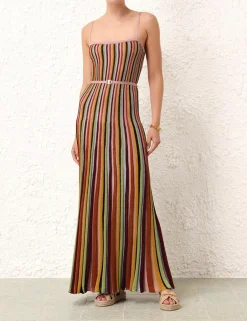 Clearance ZIMMERMANN Alight Stripe Midi Dress
