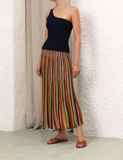ZIMMERMANN Alight Stripe Midi Skirt