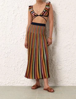 ZIMMERMANN Alight Stripe Midi Skirt