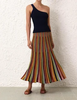 Clearance ZIMMERMANN Alight Stripe Midi Skirt