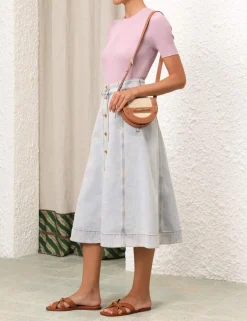 Hot ZIMMERMANN August A Line Denim Skirt