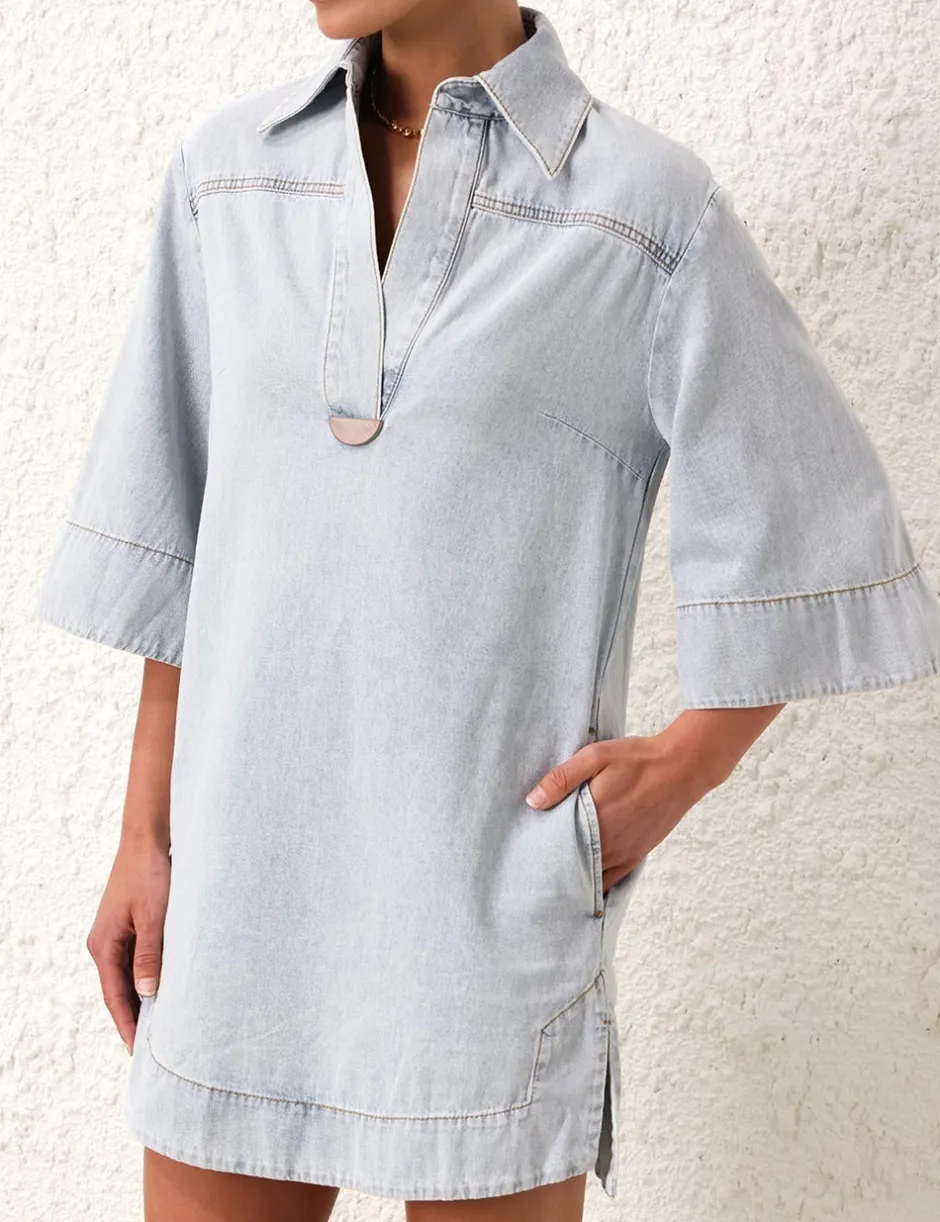 ZIMMERMANN August Denim Tunic Dress