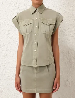 Discount ZIMMERMANN August Denim Utility Shirt
