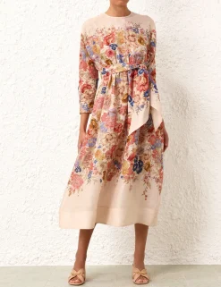 Outlet ZIMMERMANN August Tie Waist Midi Dress