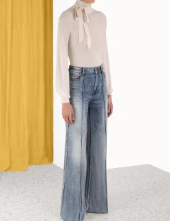 Outlet ZIMMERMANN Blouson Tie-Neck Sweater
