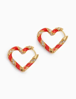 New ZIMMERMANN Candy Stripe Pave Heart Hoops
