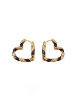 Sale ZIMMERMANN Candy Stripe Pave Heart Hoops