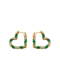 Sale ZIMMERMANN Candy Stripe Pave Heart Hoops