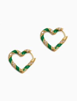 Sale ZIMMERMANN Candy Stripe Pave Heart Hoops
