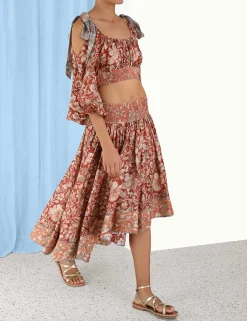 Outlet ZIMMERMANN Chintz Billow Sleeve Crop Top