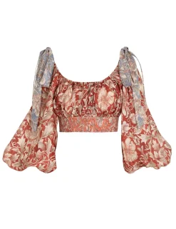 Sale ZIMMERMANN Chintz Billow Sleeve Crop Top