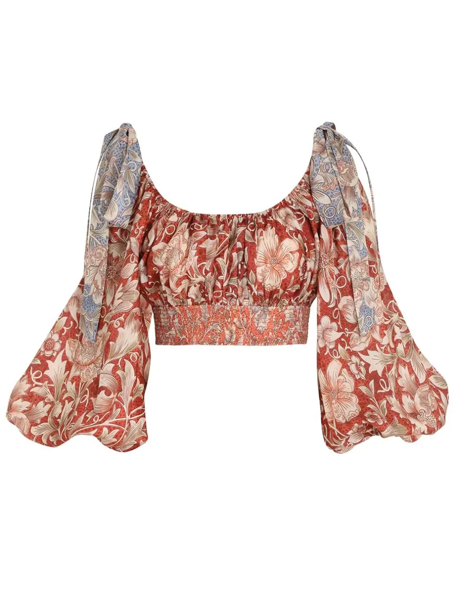 Sale ZIMMERMANN Chintz Billow Sleeve Crop Top