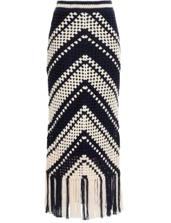 ZIMMERMANN Chintz Crochet Fringed Skirt