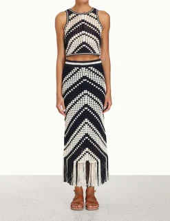ZIMMERMANN Chintz Crochet Fringed Skirt