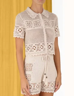 Online ZIMMERMANN Chintz Hand Crochet Shirt