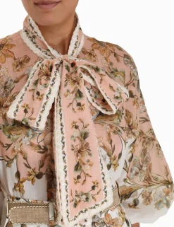 Best ZIMMERMANN Chintz Tie Neck Blouse