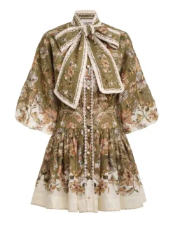 Sale ZIMMERMANN Chintz Tie Neck Mini Dress