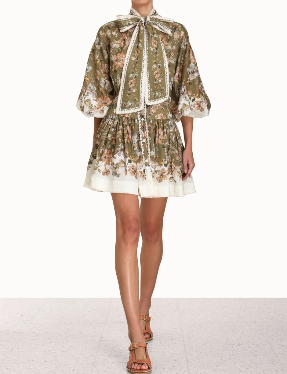 Sale ZIMMERMANN Chintz Tie Neck Mini Dress
