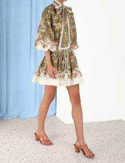 Sale ZIMMERMANN Chintz Tie Neck Mini Dress