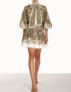 Sale ZIMMERMANN Chintz Tie Neck Mini Dress