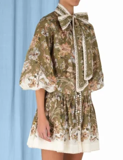 Sale ZIMMERMANN Chintz Tie Neck Mini Dress