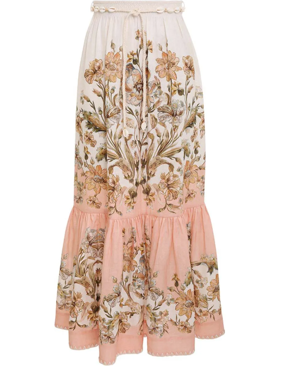 Sale ZIMMERMANN Chintz Tiered Midi Skirt