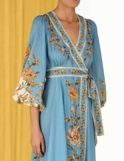 Best ZIMMERMANN Chintz Wrap Midi Dress