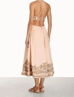 Outlet ZIMMERMANN Devi Halter Tie Midi Dress