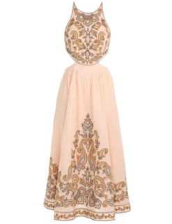 Outlet ZIMMERMANN Devi Halter Tie Midi Dress