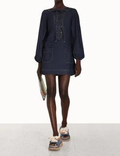 ZIMMERMANN Devi Lace Up Tunic Dress