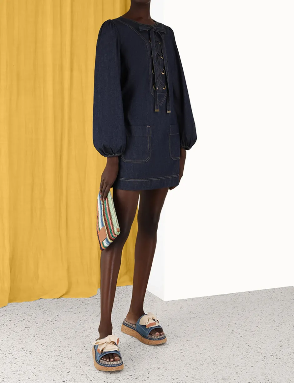 ZIMMERMANN Devi Lace Up Tunic Dress