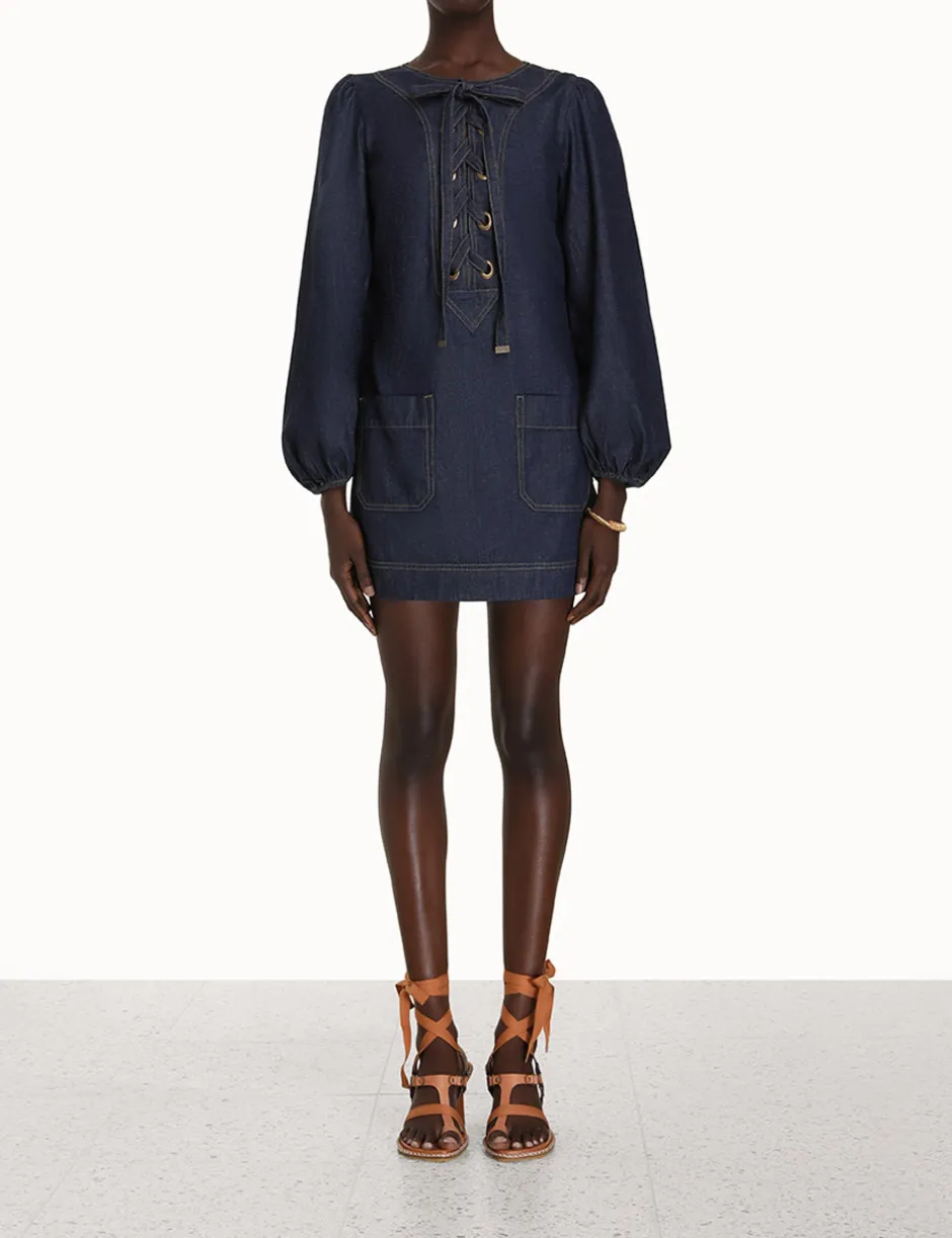 ZIMMERMANN Devi Lace Up Tunic Dress