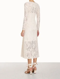 Online ZIMMERMANN Devi Panelled Lace Midi Dress