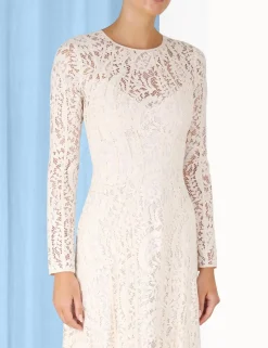 Clearance ZIMMERMANN Devi Panelled Lace Midi Dress