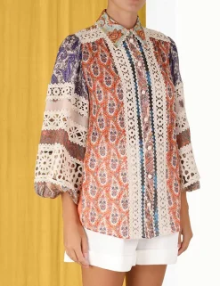 Sale ZIMMERMANN Devi Spliced Billow Blouse