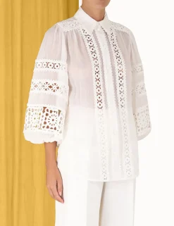 Hot ZIMMERMANN Devi Spliced Billow Blouse