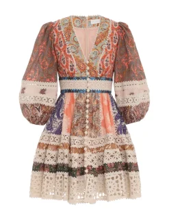 Discount ZIMMERMANN Devi Spliced Billow Mini Dress