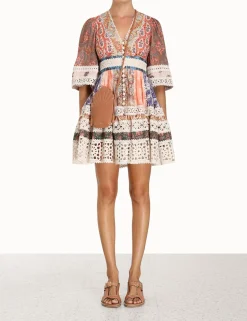 Discount ZIMMERMANN Devi Spliced Billow Mini Dress