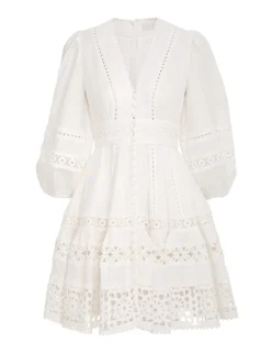 ZIMMERMANN Devi Spliced Billow Mini Dress