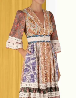 Best ZIMMERMANN Devi Spliced Midi Dress