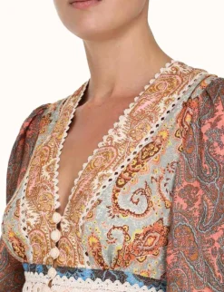Best ZIMMERMANN Devi Spliced Midi Dress