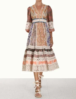 Clearance ZIMMERMANN Devi Spliced Midi Dress