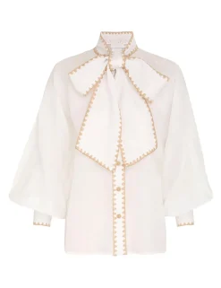 Discount ZIMMERMANN Devi Tie Neck Blouse