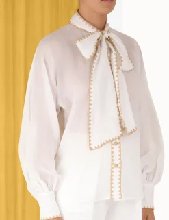 Discount ZIMMERMANN Devi Tie Neck Blouse