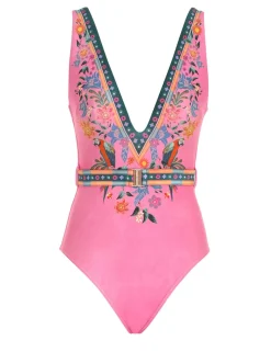 Clearance ZIMMERMANN Ginger Belted Plunge 1Pc
