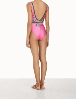 Clearance ZIMMERMANN Ginger Belted Plunge 1Pc
